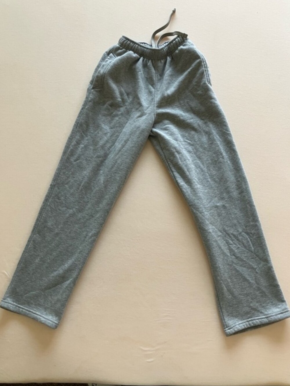 Men’s Small Heather Grey Fleece Sweatpants Wide Leg Relaxed Fit Joggers